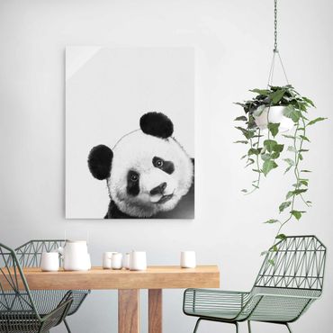Obraz na szkle - Ilustracja Panda Czarno Biała Malarstwo