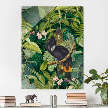 Obraz na szkle - Kolorowanka - Kakadu w dżungli