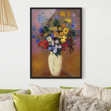 Plakat w ramie - Odilon Redon - Kwiaty w wazonie
