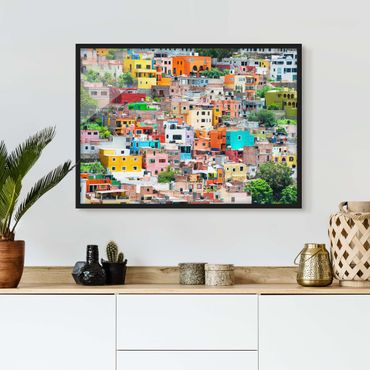 Plakat w ramie - Kolorowy dom z przodu Guanajuato