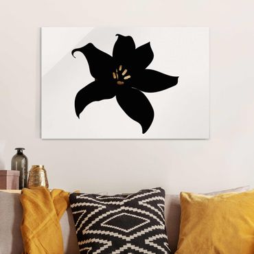 Obraz na szkle - Graficzny świat roślin - Orchidea czarno-złota
