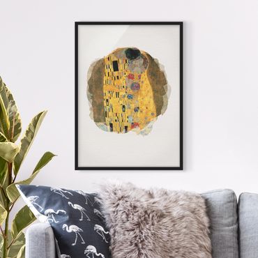 Plakat w ramie - Akwarele - Gustav Klimt - Pocałunek