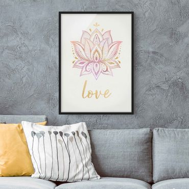 Plakat w ramie - Lotus Ilustracja Miłość złoty różowy