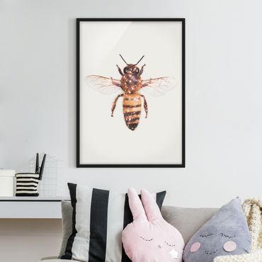 Plakat w ramie - pszczoła z brokatem