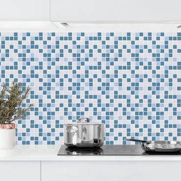 Panel ścienny do kuchni - Płytki mozaikowe niebiesko-szare