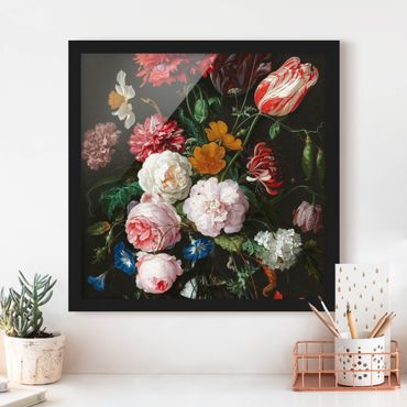 Plakat w ramie - Jan Davidsz de Heem - Martwa natura z kwiatami w szklanym wazonie