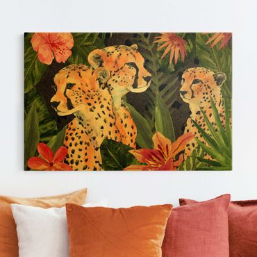 Złoty obraz na płótnie - Trio gepardów w dżungli