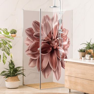 Tylna ścianka prysznicowa - Dahlia Flower Rosegold Metallic