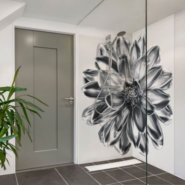 Tylna ścianka prysznicowa - Dahlia Flower Silver Metallic