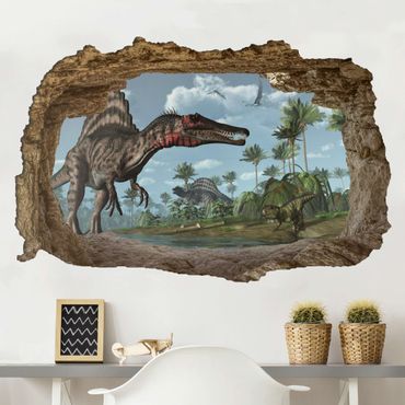 Naklejka na ścianę - Krajobraz dinozaurów