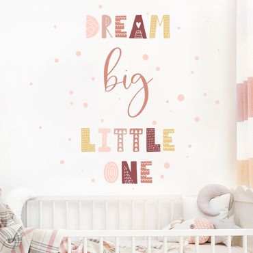 Naklejka na ścianę - Dream big little one Różowy