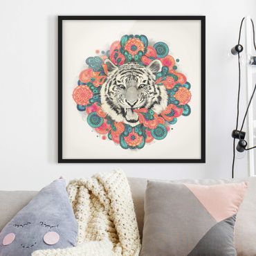 Plakat w ramie - Ilustracja tygrysa Rysunek mandala paisley