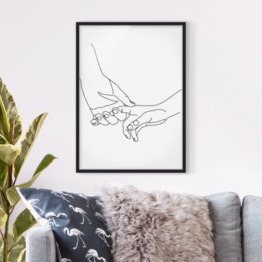 Plakat w ramie - Line Art Tender Hands