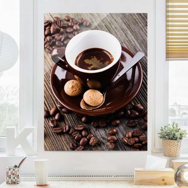 Obraz na szkle - Filiżanka do kawy z ziarnami kawy
