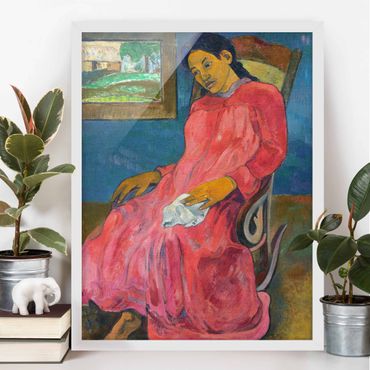 Bild mit Rahmen - Paul Gauguin - Melancholikerin - 30cm x 40cm - Weiß