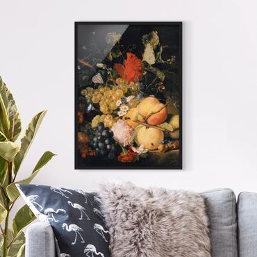 Plakat w ramie - Jan van Huysum - Owoce Kwiaty i owady