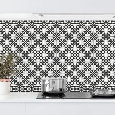 Panel ścienny do kuchni - Płytka geometryczna Mix Serc Czarny