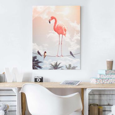 Obraz na szkle - Niebo z flamingiem