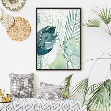 Plakat w ramie - Akwarelowy liść palmy I