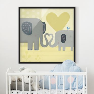 Plakat w ramie - Mama i ja - Słonie