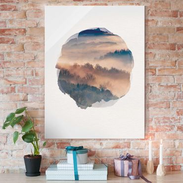 Obraz na szkle - Akwarele - Mgła o zachodzie słońca
