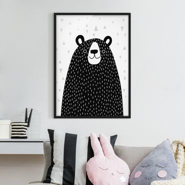 Plakat w ramie - Park zwierząt z wzorami - Niedźwiedź