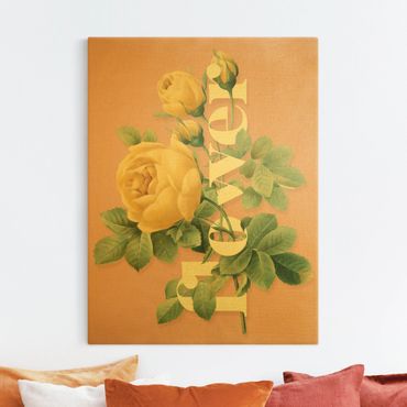 Złoty obraz na płótnie - Florale Typography - Flower