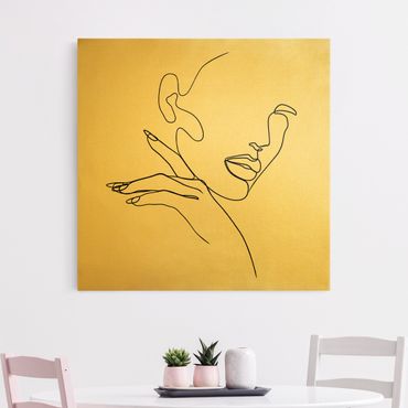 Złoty obraz na płótnie - Line Art Kobieta portret czarno-biały