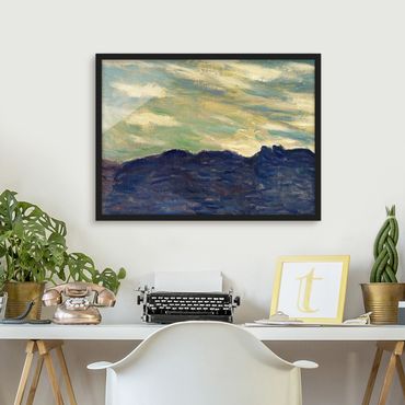 Plakat w ramie - Claude Monet - Zachód słońca w skałach