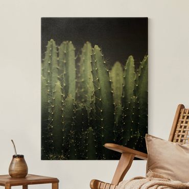 Złoty obraz na płótnie - Kaktus pustynny nocą