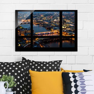 Obraz na szkle - Widok z okna na panoramę Londynu z mostami