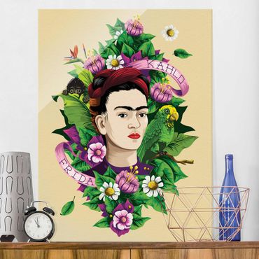 Obraz na szkle - Frida Kahlo - Frida, małpa i papuga