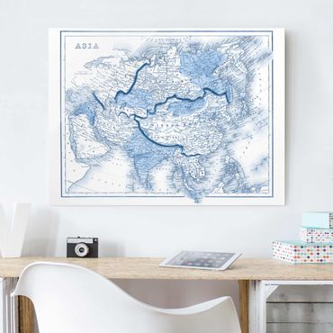 Obraz na szkle - Mapa w odcieniach niebieskiego - Azja
