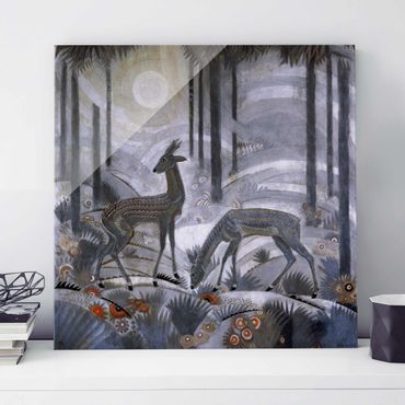 Obraz na szkle - Jean Dunand - Dwa jelenie w lesie