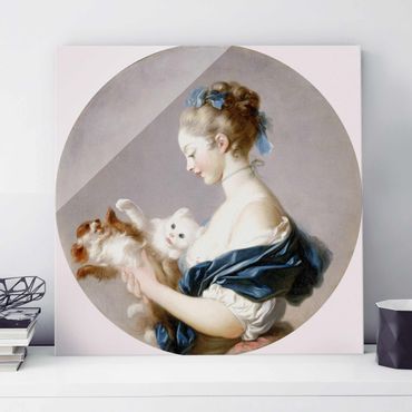 Obraz na szkle - Jean Honoré Fragonard - Dziewczyna z psem