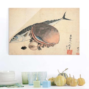 Obraz na szkle - Katsushika Hokusai - Makrela i przegrzebki
