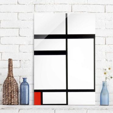 Obraz na szkle - Piet Mondrian - Kompozycja Red czarno-biały