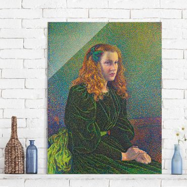 Obraz na szkle - Theo van Rysselberghe - Młoda kobieta w zielonej sukience