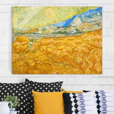 Obraz na szkle - Vincent van Gogh - Pole kukurydzy z żniwiarzem