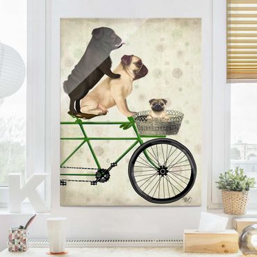 Obraz na szkle - Wycieczka rowerowa - Pugs on Bikes