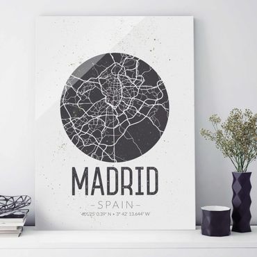 Obraz na szkle - Mapa miasta Madryt - Retro