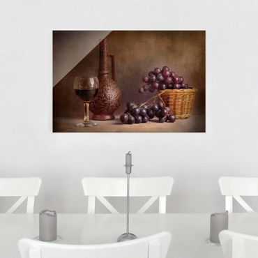 Obraz na szkle - Nieruchome życie z winogronami