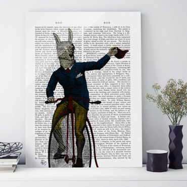 Obraz na szkle - Czytanie o zwierzętach - Llama na rowerze