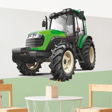Naklejka na ścianę - Duży zielony traktor