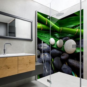 Tylna ścianka prysznicowa - Green Bamboo With Zen Stones