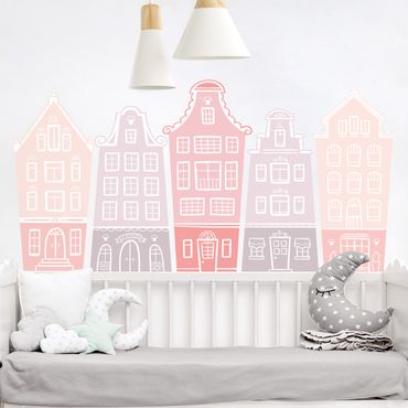 Naklejka na ścianę - Rozliczanie domów na różowo