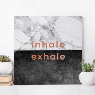 Obraz na szkle - Inhale Exhale Miedź i marmur