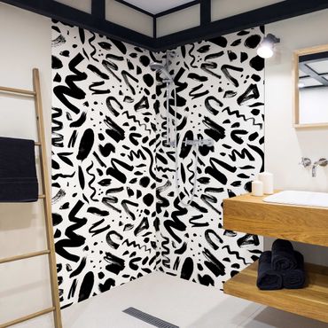 Tylna ścianka prysznicowa - Modern Brush Strokes In Black