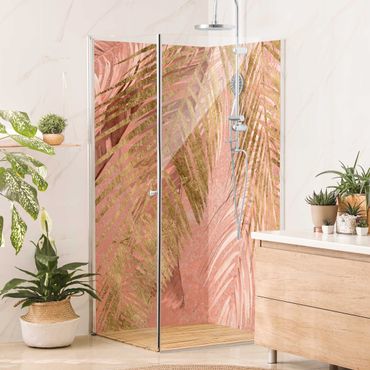 Tylna ścianka prysznicowa - Palm Fronds In Pink And Gold III
