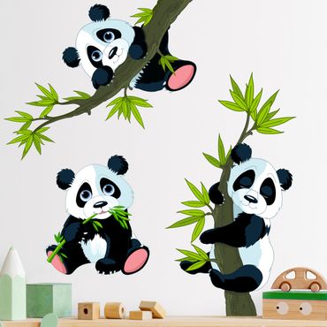 Naklejka na ścianę - Zestaw misiów panda